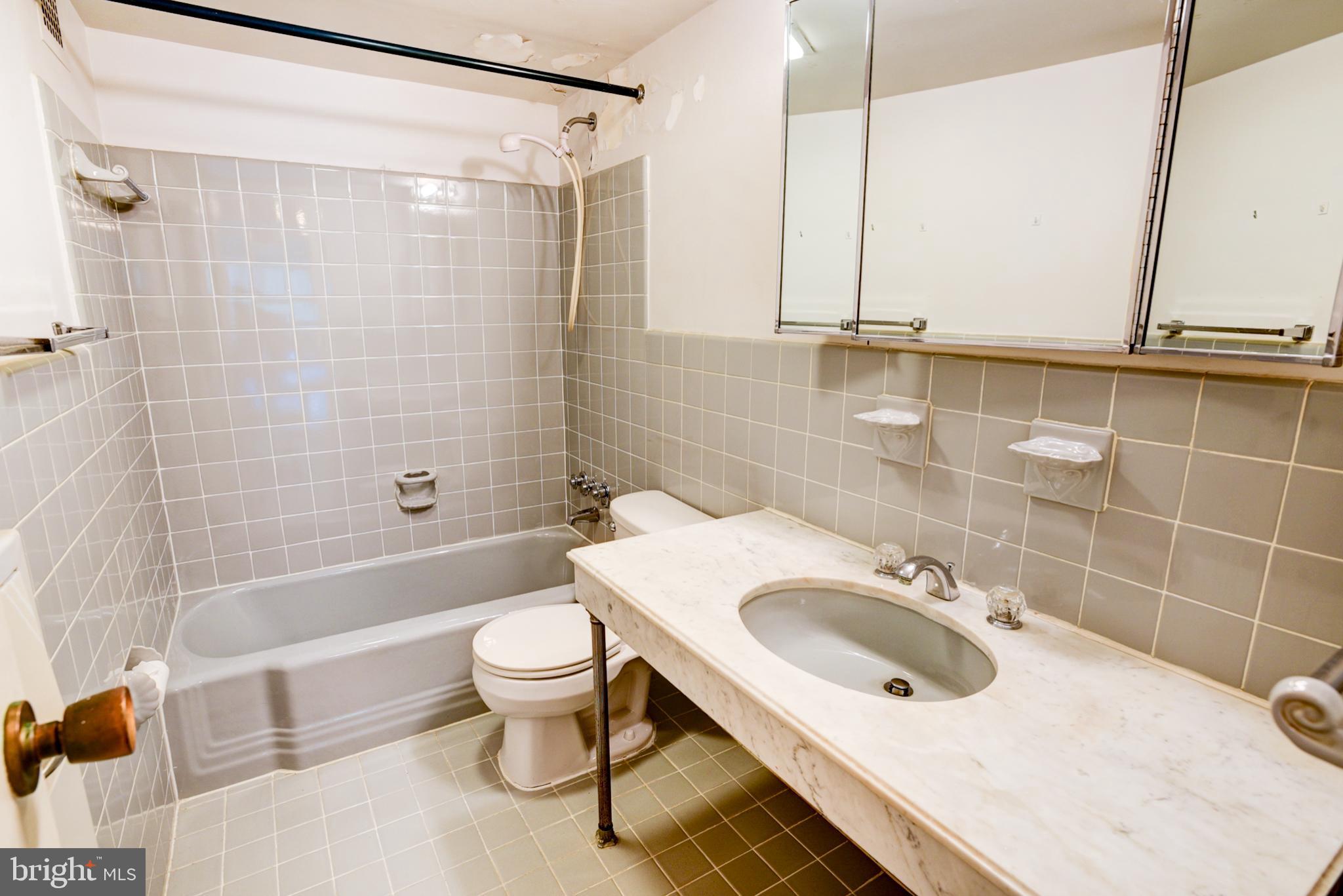 4201 Cathedral Avenue Northwest, Unit 201E Washington, DC 20016 - Photo 21 of 66 a bathroom with a sink toilet and shower