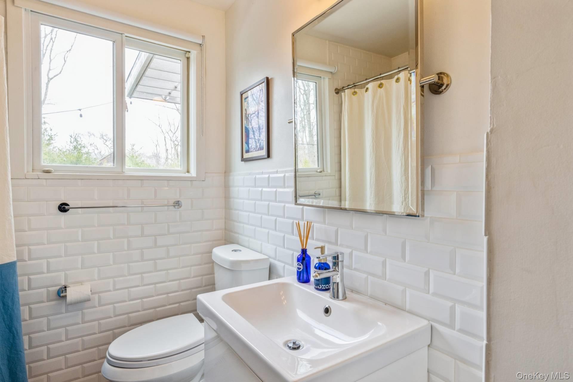 85 Camberly Road East Hampton, NY 11937 - Photo 15 of 17 a bathroom with a sink a toilet and a mirror