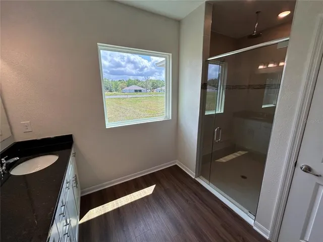 a bathroom with a bathtub