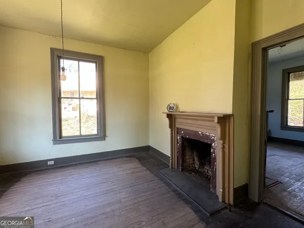 a close view of a livingroom with a fireplace