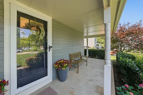a outdoor view with a seating space