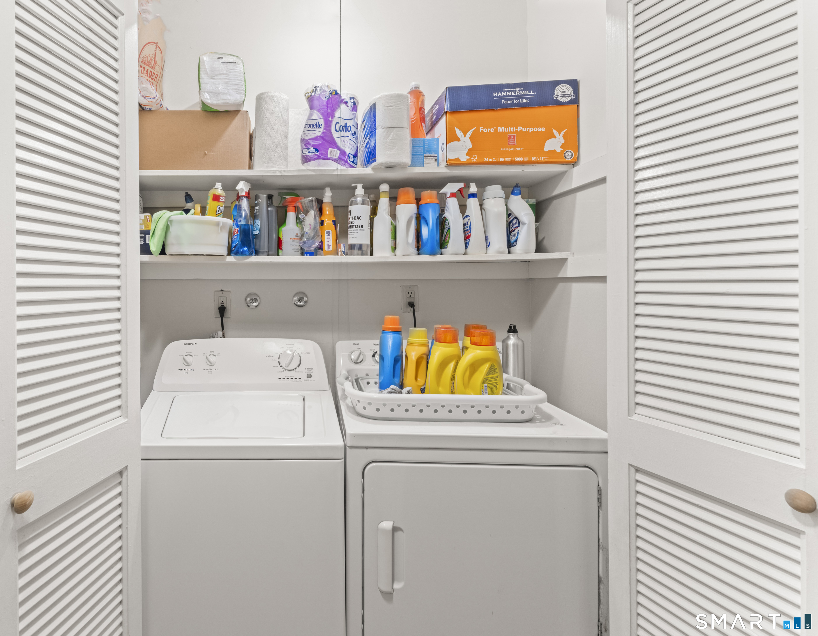 5 Talcott Ridge Road, Unit F Farmington, CT 06032 - Photo 15 of 31 Laundry Area - Dedicated laundry closet with washer and dryer hookups and built-in shelving.