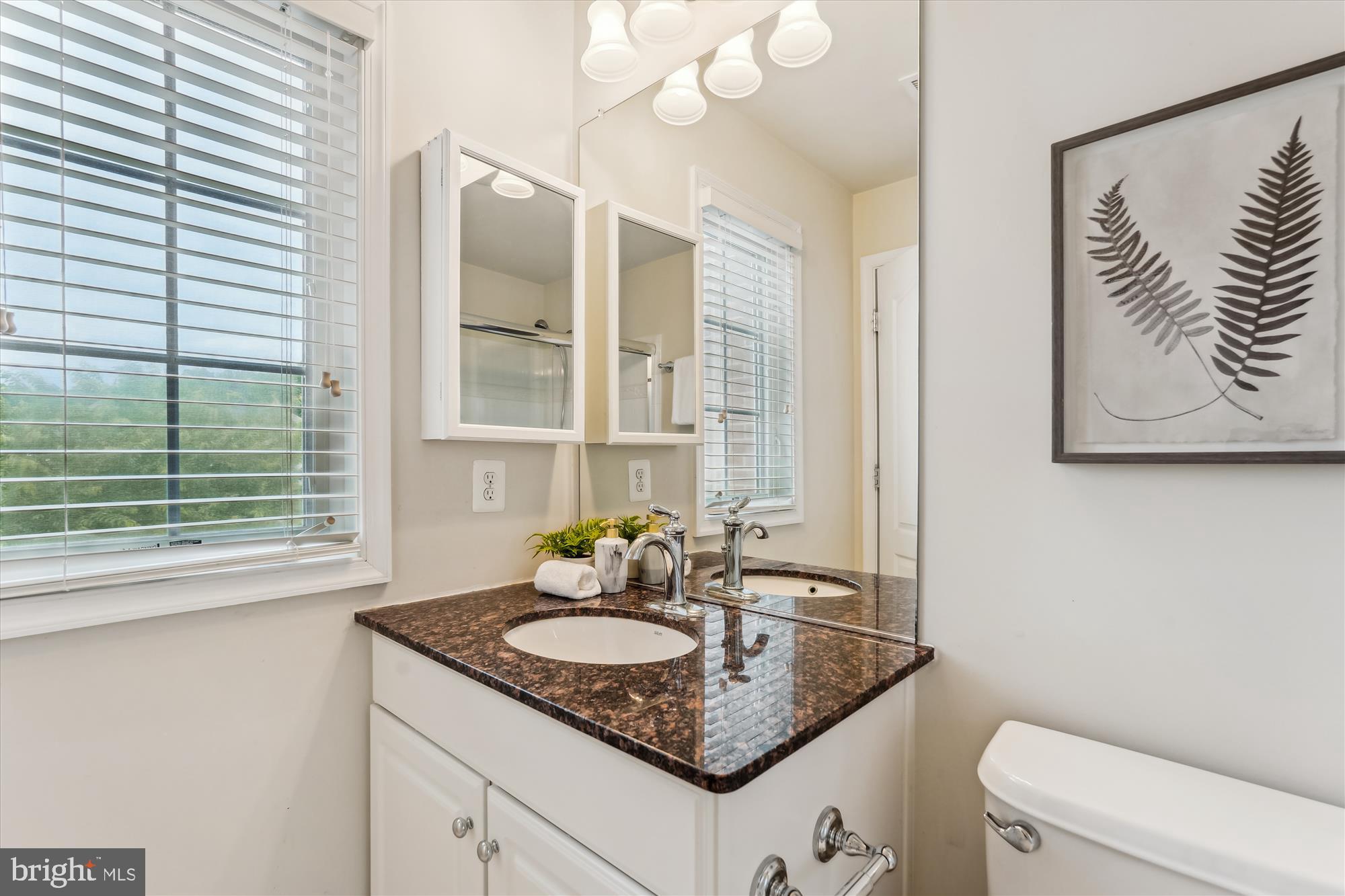4806 Fair Hill Road Olney, MD 20832 - Photo 61 of 77 a bathroom with a granite countertop sink and a mirror