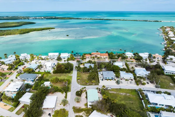 an aerial view of a houses with a lake view