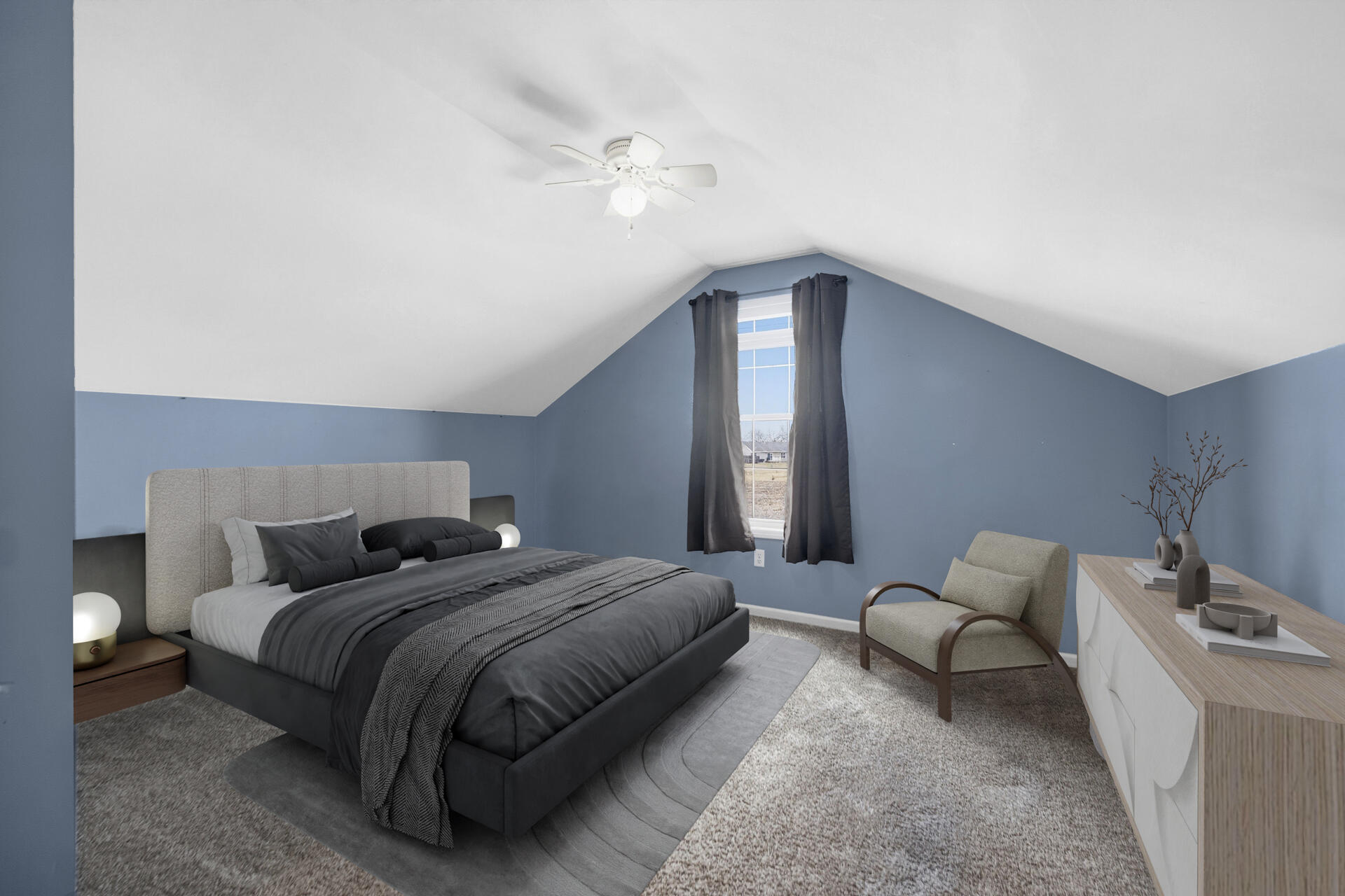 1913 Holly Street Southeast De Motte, IN 46310 - Photo 23 of 42 a bedroom with a bed and a chandelier
