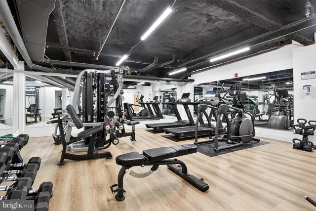 a view of a room with gym equipment