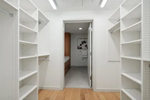 a view of an empty walk in closet