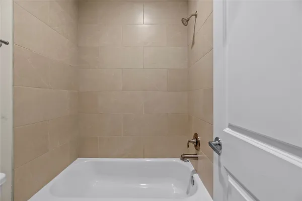 a bathroom with a bathtub