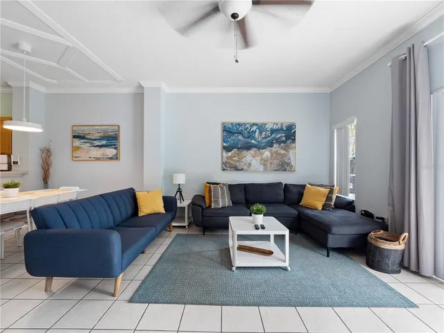 a living room with furniture and a couch