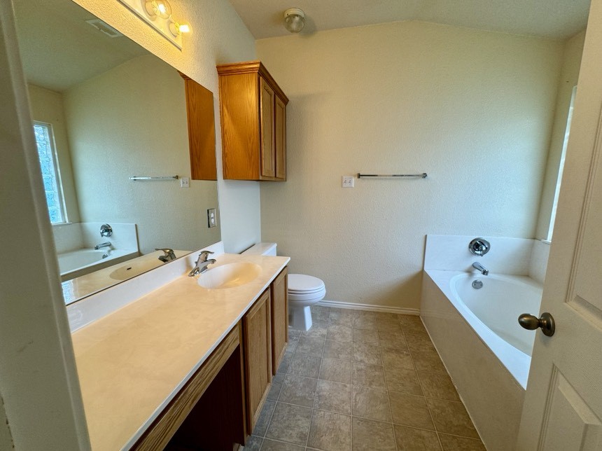 8301 Winterstein Drive Austin, TX 78745 - Photo 20 of 25 a bathroom with a sink and mirror with toilet