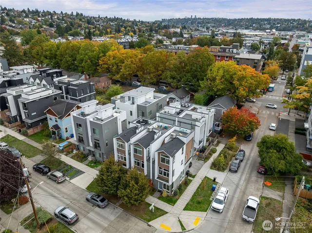 an aerial view of multiple house