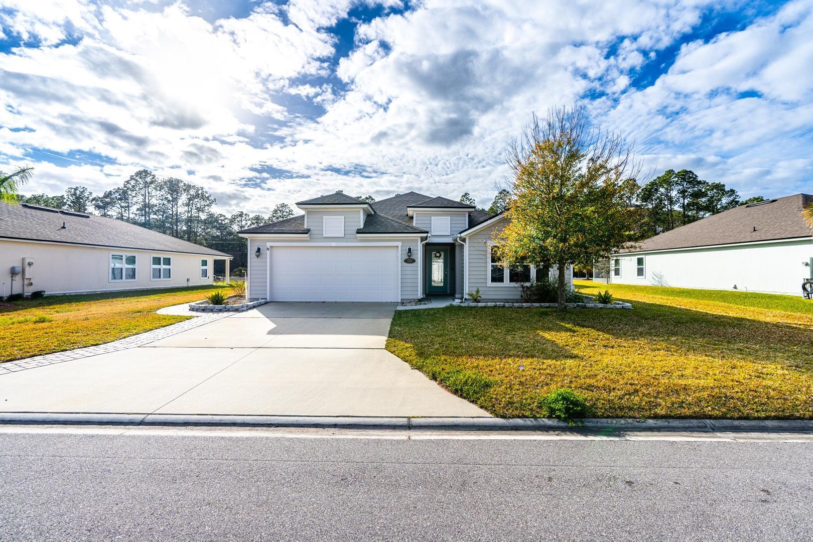 a view of a swimming pool with an outdoor space