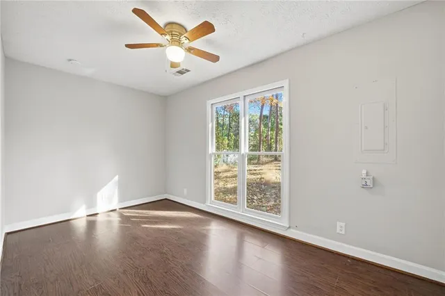 a view of an empty walk in closet