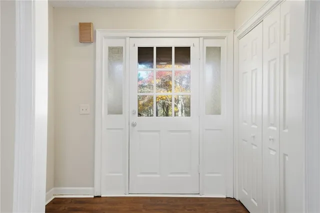 a view of wooden door