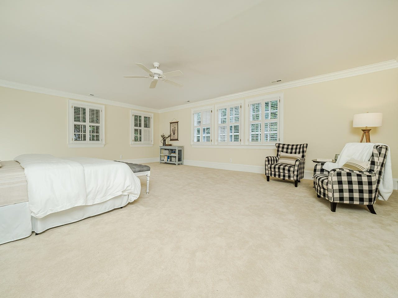 1913 Lewis Circle Raleigh, NC 27608 - Photo 20 of 30 Master Suite is a Spacious Blank Palate Ready for Small Seating Area and Imagination while Looking Out over the Veranda into the Tranquil Setting Below Master Suite