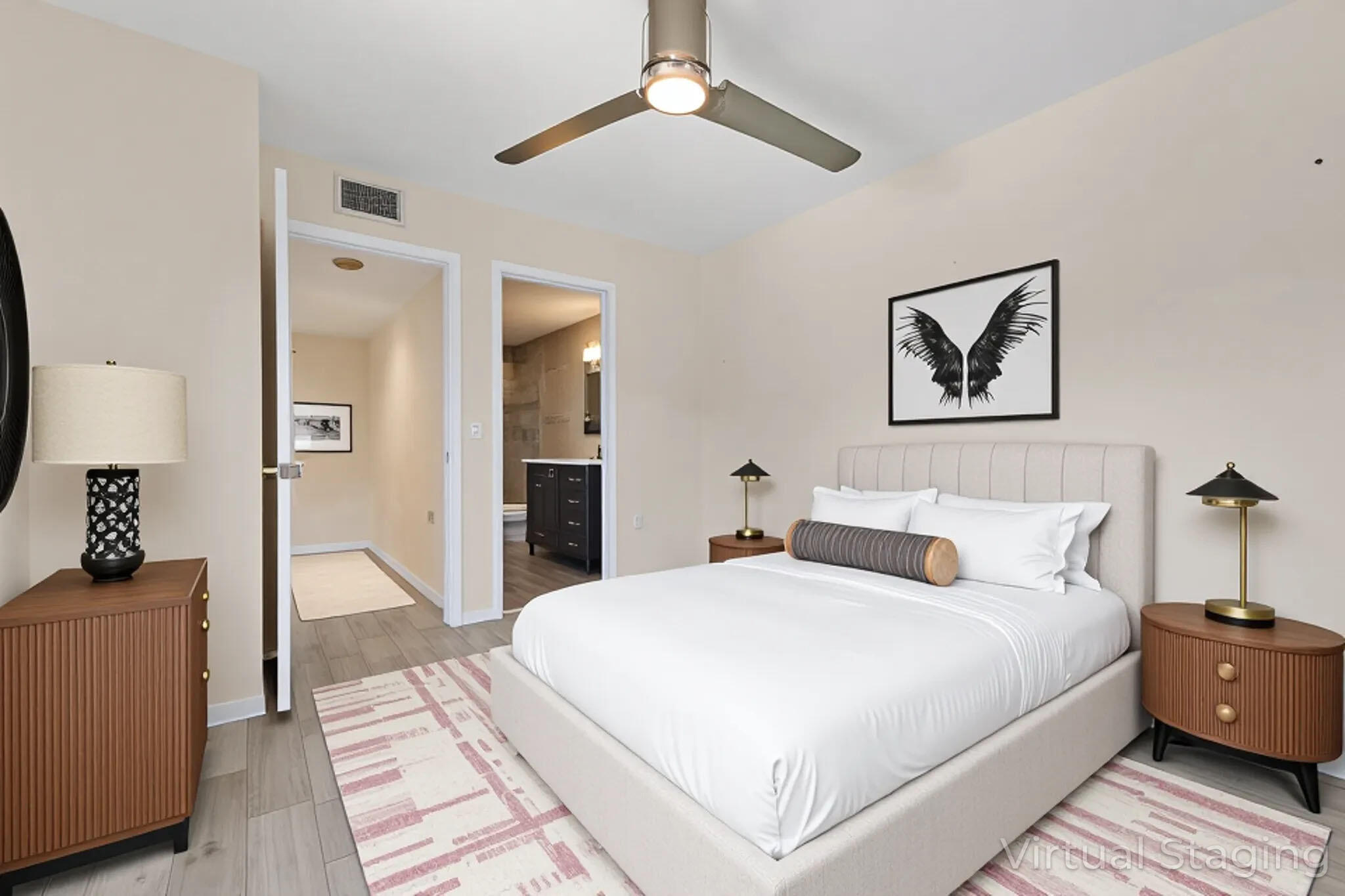 1514 15th Court Jupiter, FL 33477 - Photo 19 of 25 a large bedroom with a bed and a chandelier