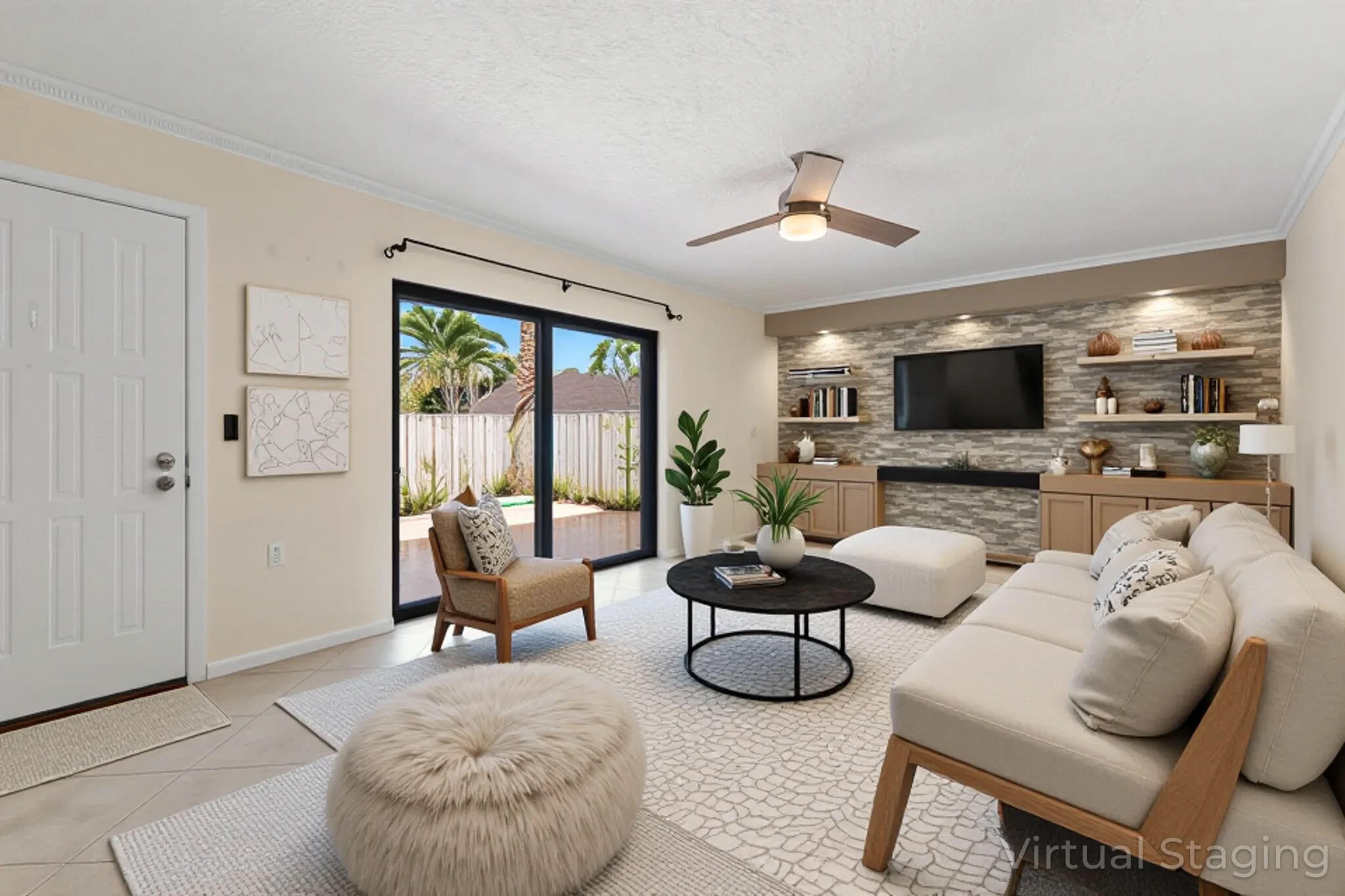 1514 15th Court Jupiter, FL 33477 - Photo 8 of 25 a living room with furniture a ceiling fan and a flat screen tv