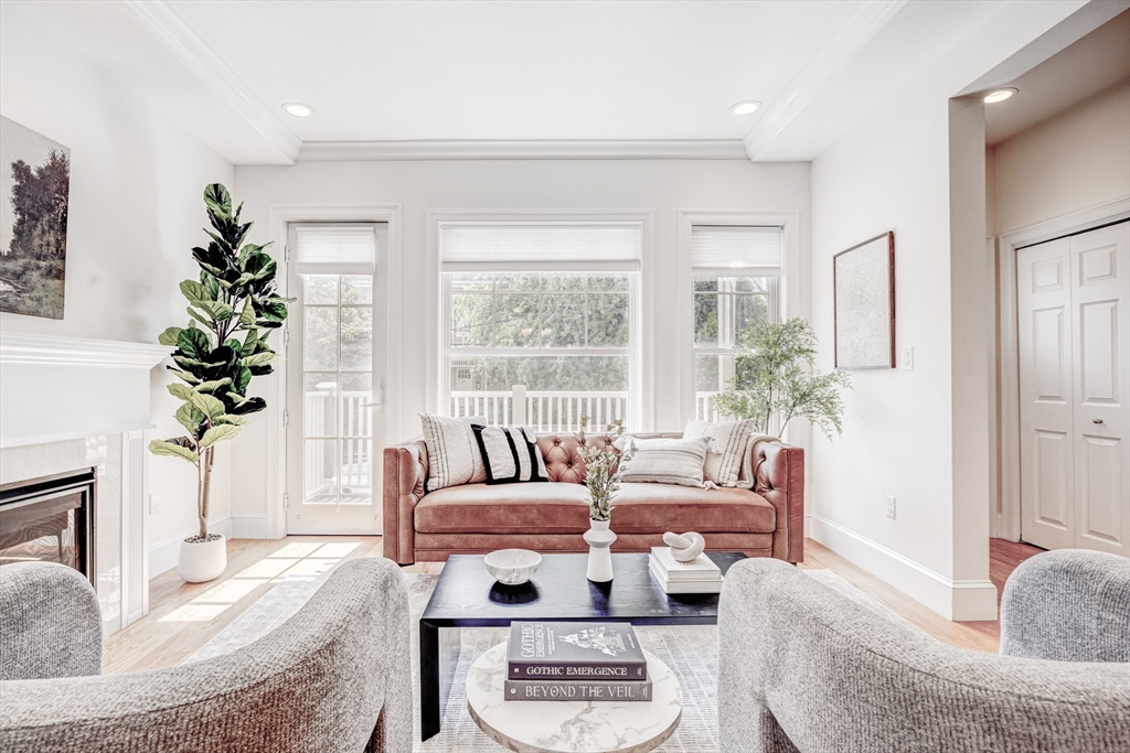 19 Harris Street, Unit 2 Brookline, MA 02446 - Photo 7 of 31 a living room with furniture and a potted plant