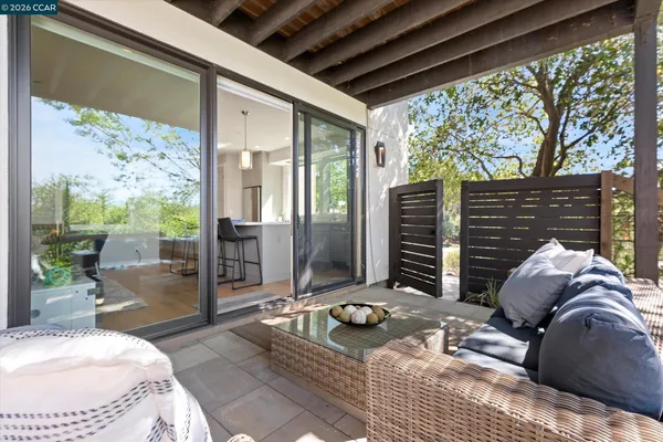 a view of a couches in the deck