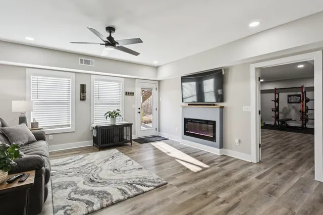 a view of backyard with green space