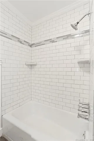 a bathroom with a bathtub