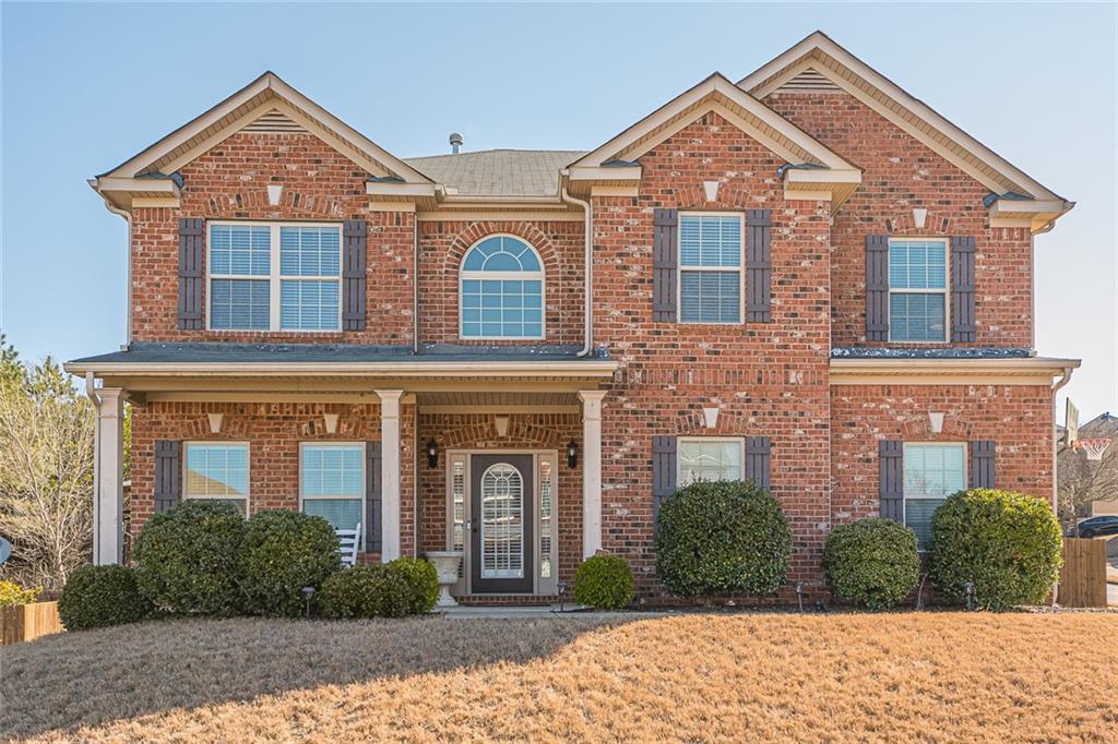 front view of a brick house