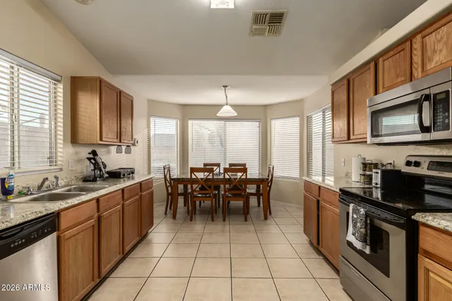 a kitchen with lots of counter top space