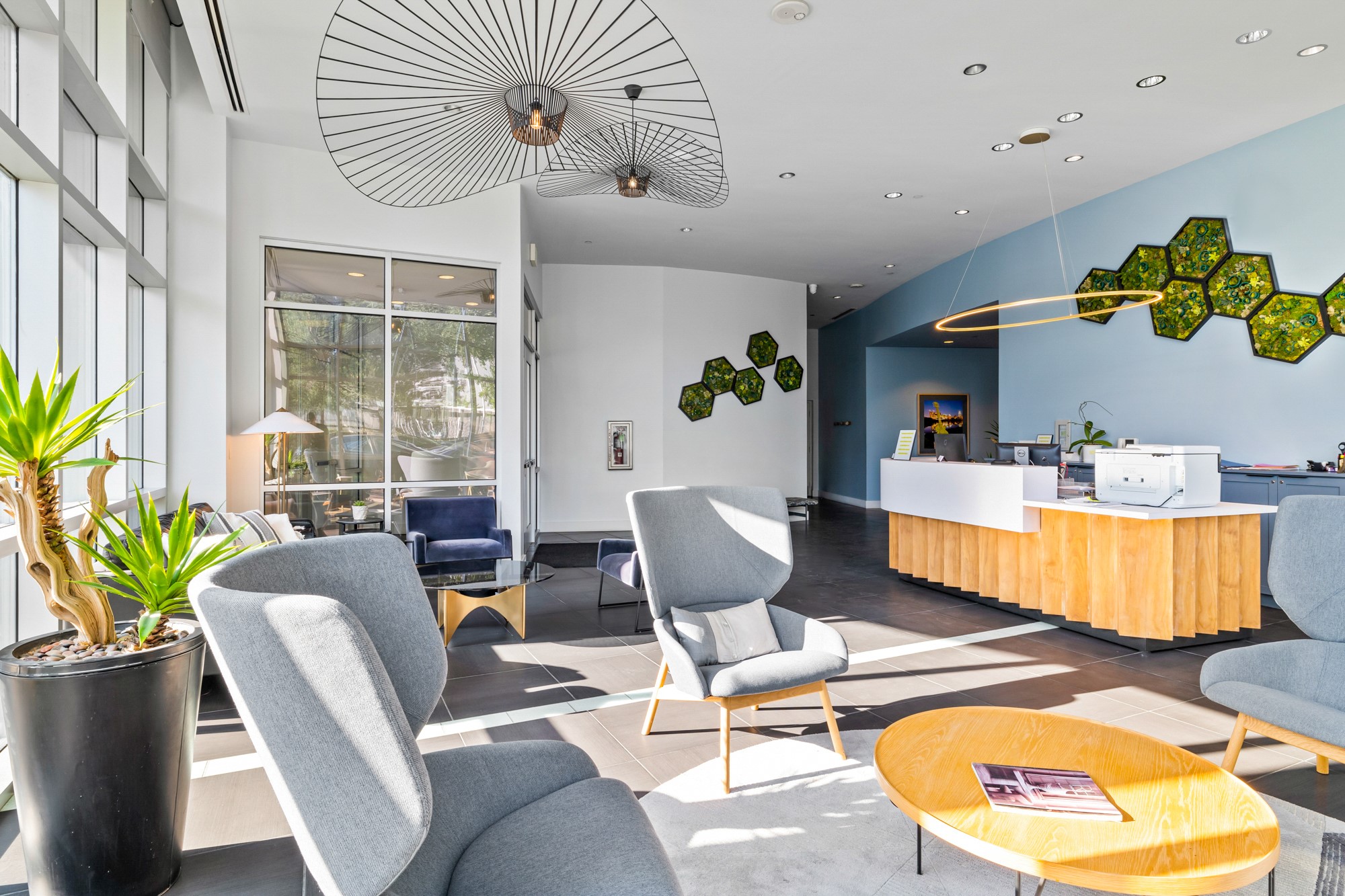 603 Davis Street, Unit 907 Austin, TX 78701 - Photo 16 of 22 A modern, updated lobby sets the tone the moment you walk in—fresh finishes, contemporary style, and a polished, welcoming feel. The 24-hour staffed front desk adds peace of mind and effortless convenience, whether you’re coming home late or receiving packages. Bonus: the new dog park right outside is an easy win for pet owners and a fun, social perk of the building.