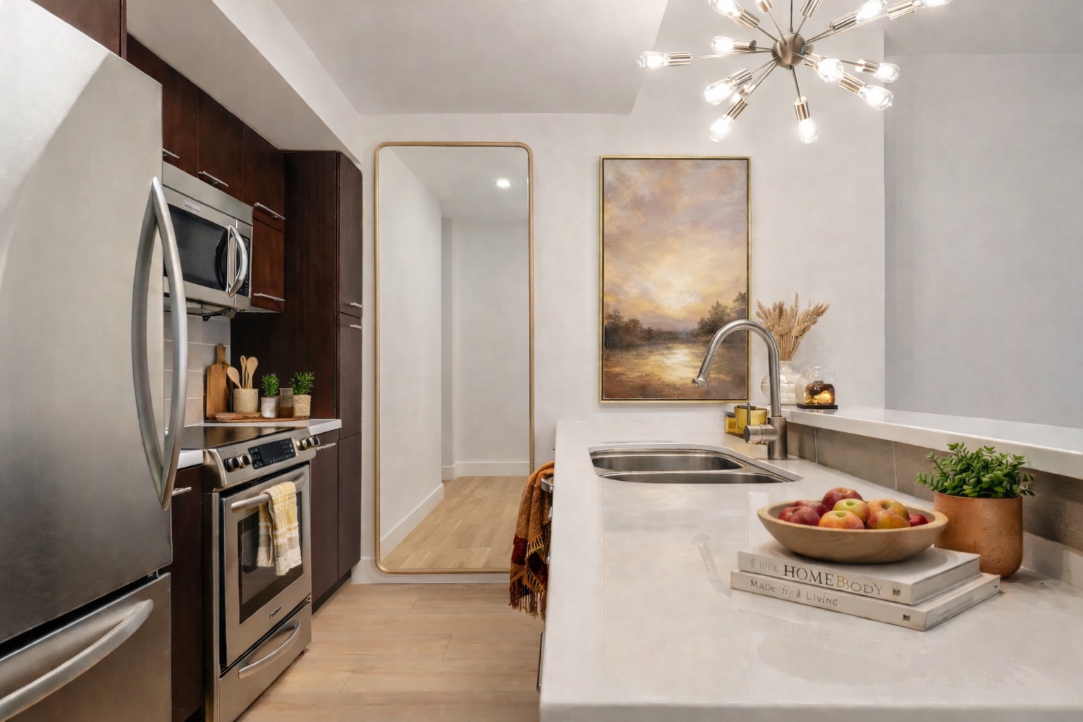 603 Davis Street, Unit 907 Austin, TX 78701 - Photo 3 of 22 Tons of counter space and a spot for gathering or working at the counter.