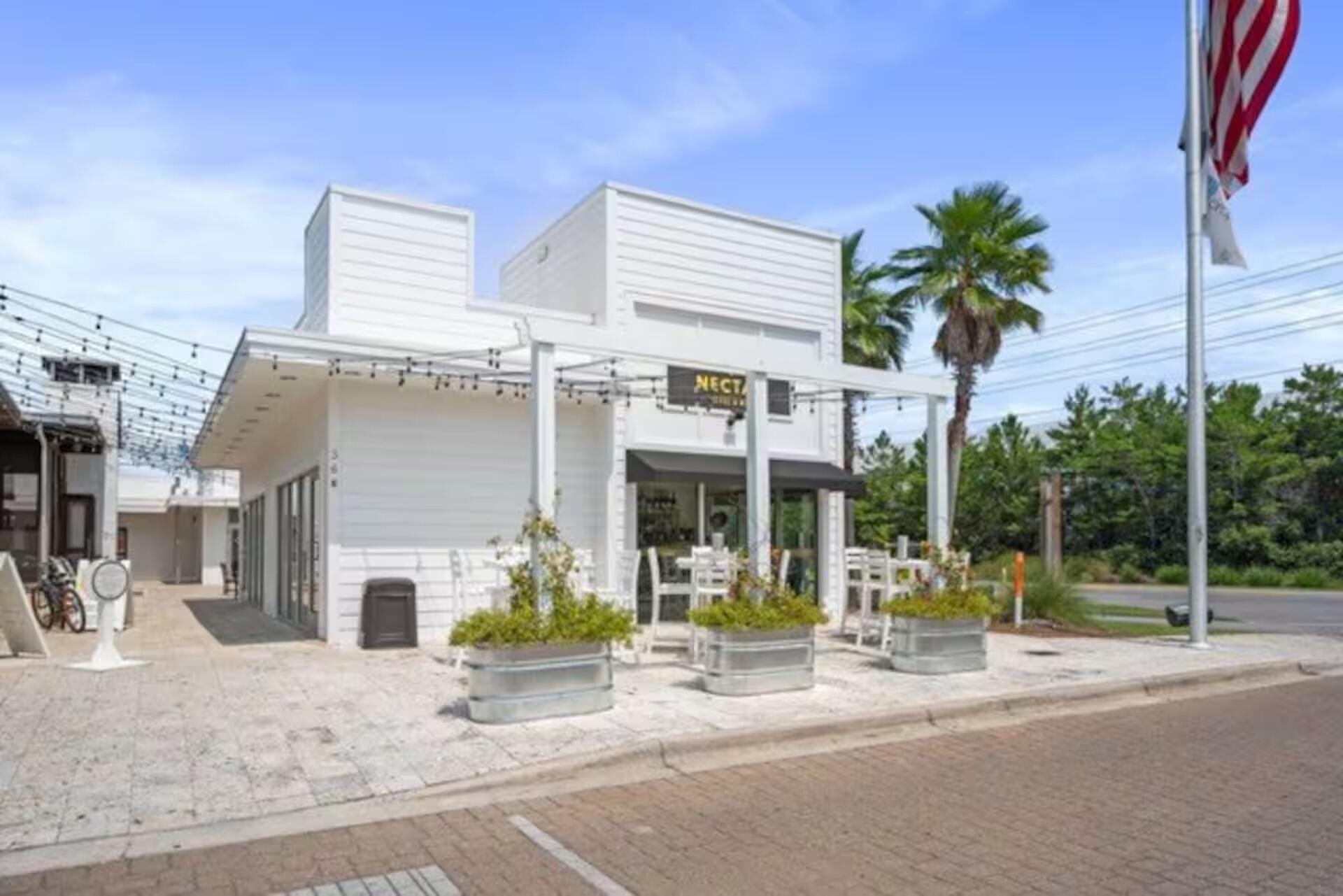 146 East E Pine, Unit B Inlet Beach, FL 32461 - Photo 39 of 47 a view of a building with a yard and palm trees