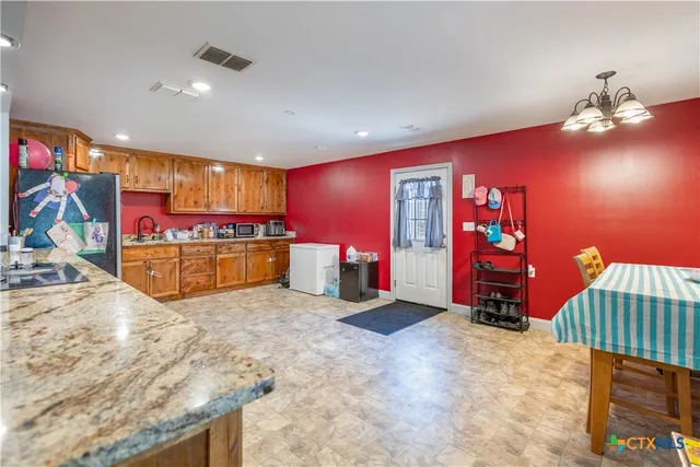 a view of a furniture in a room