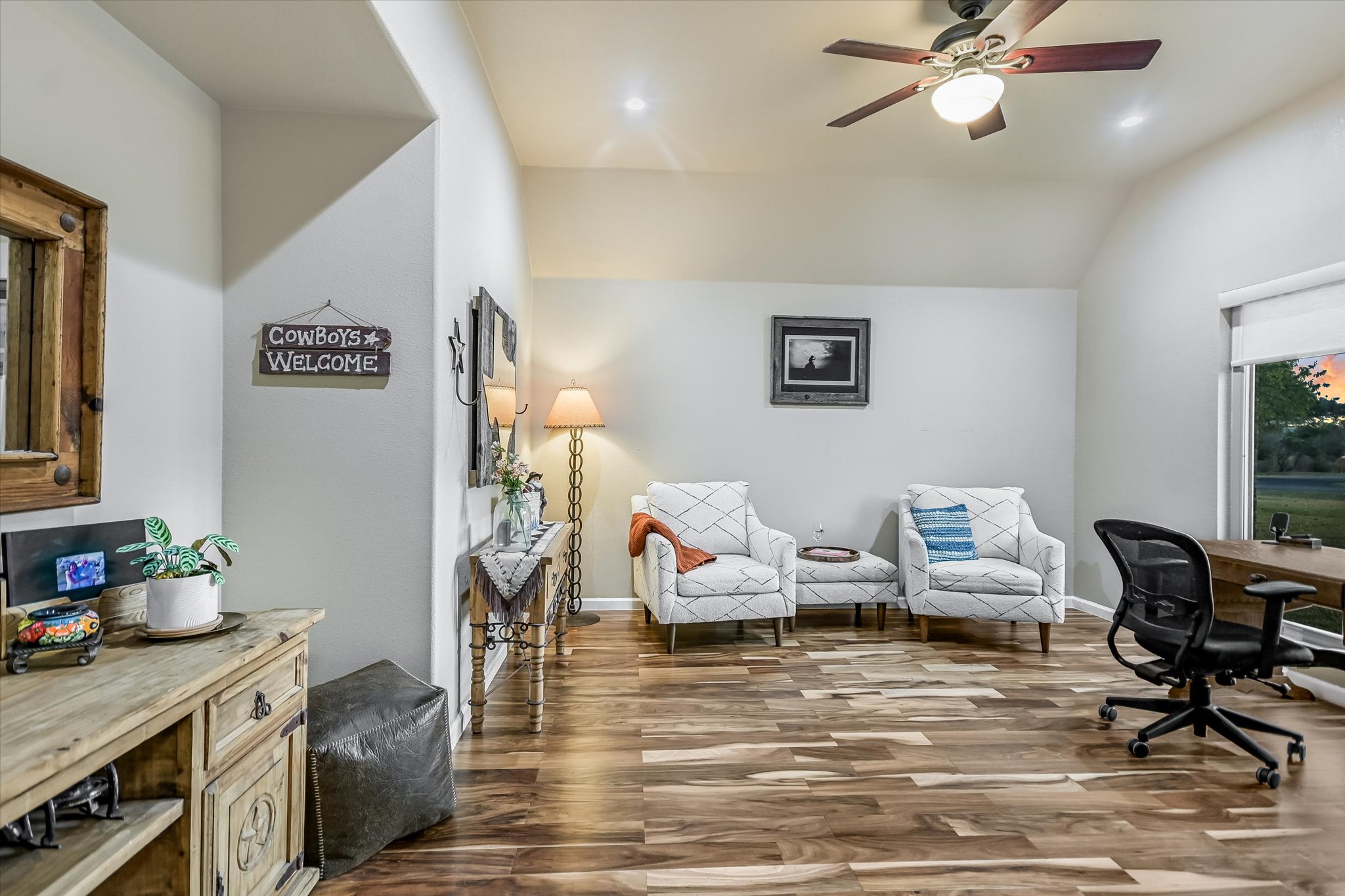 1801 Sun Lake Round Rock, TX 78681 - Photo 13 of 31 Home office with Acacia wood flooring and high ceiling. Could easily be made a 5th bedroom by turning the space at the left to a closet.