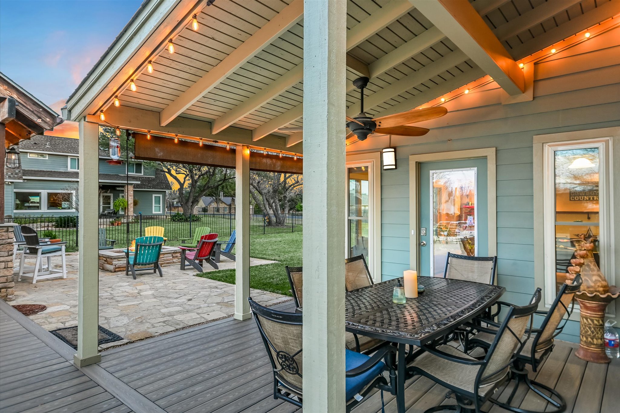 1801 Sun Lake Round Rock, TX 78681 - Photo 25 of 31 As you step out the gameroom back door, you'll find a covered porch that is the perfect spot for outdoor dining, including mood lighting and a ceiling fan.