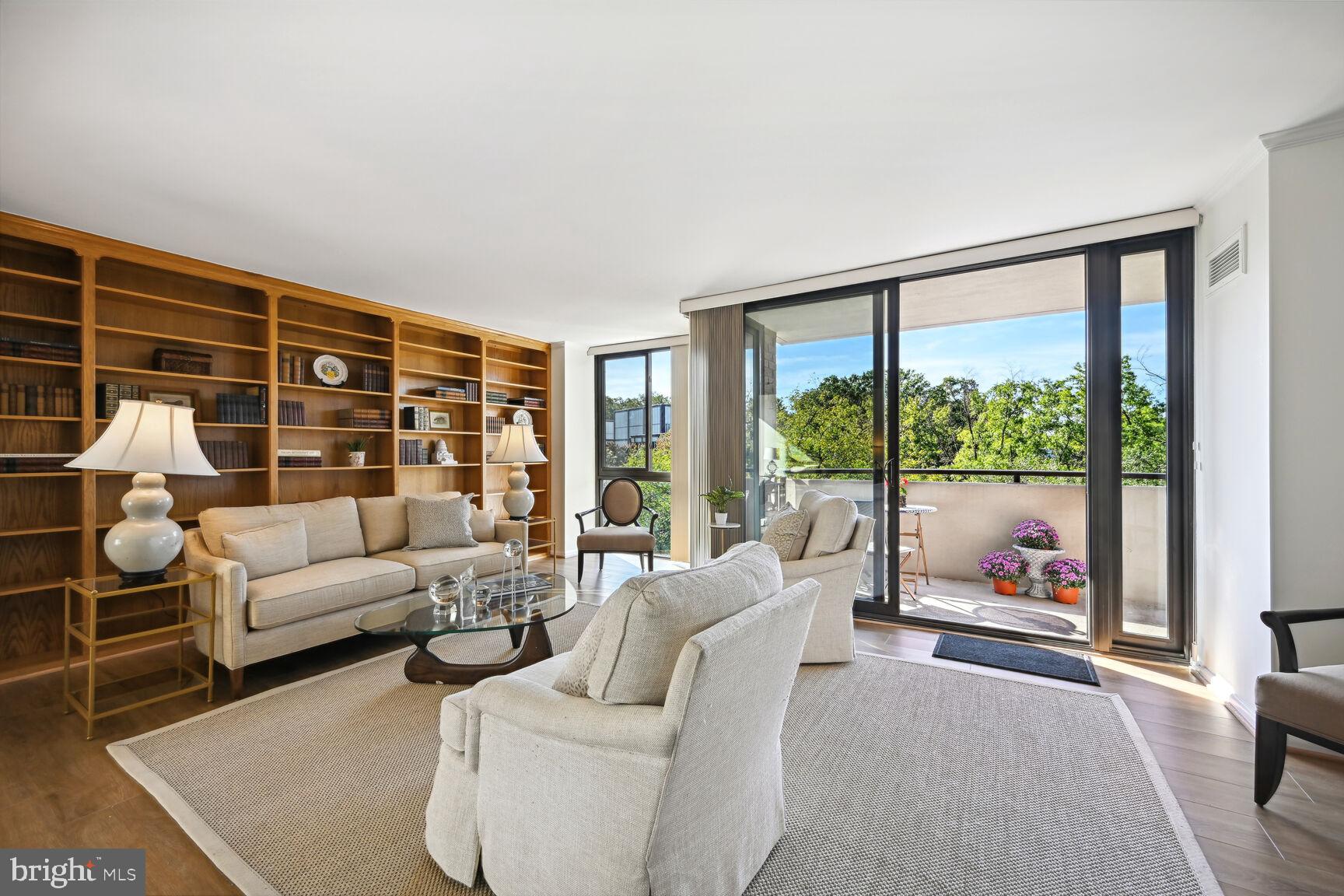 4620 North Park Avenue, Unit 504E Chevy Chase, MD 20815 - Photo 3 of 31 Living Room and Balcony