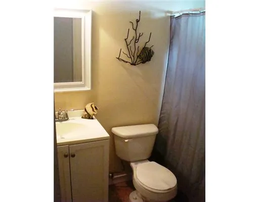 a bathroom with a toilet a sink and mirror