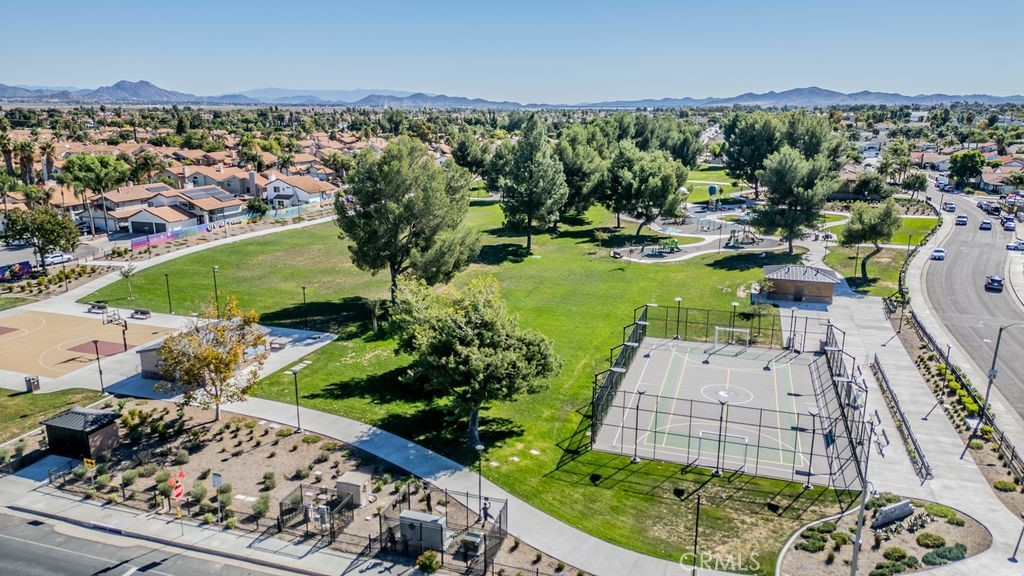 2017 Cherrytree Drive Perris, CA 92571 - Photo 16 of 20 an aerial view of a house with garden space and a patio