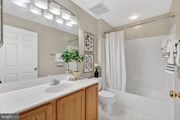 a bathroom with a sink a toilet a large mirror and shower