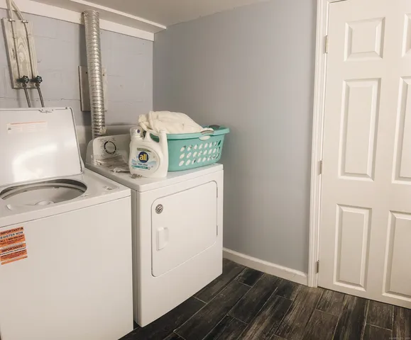 a utility room with dryer and washer