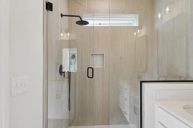a bathroom with a shower