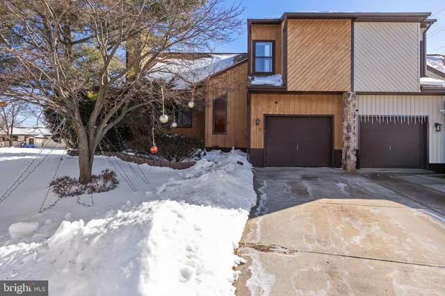 a view of a backyard with large trees