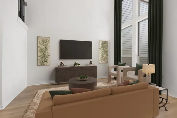 a living room with furniture