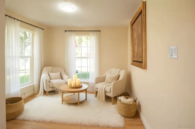 an empty room with windows