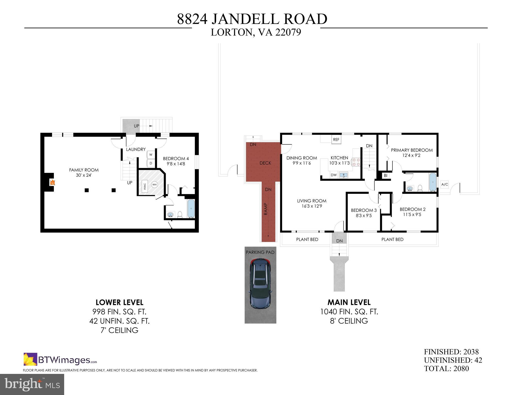 8824 Jandell Road Lorton, VA 22079 - Photo 44 of 46 Floorplan - main and lower level