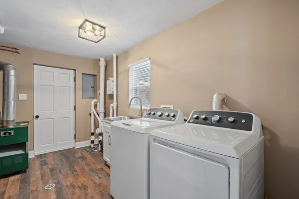 a utility room with dryer and washer