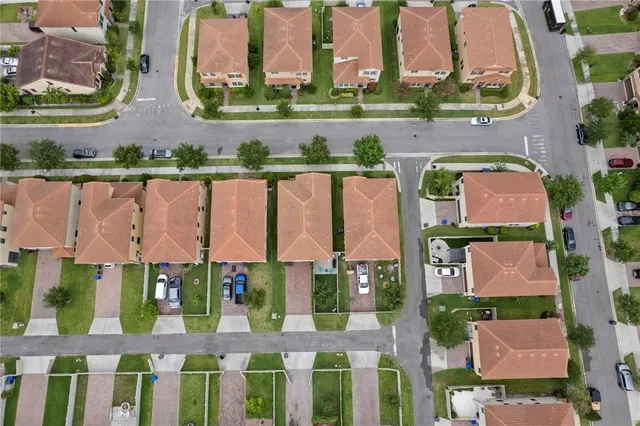 an aerial view of multiple house