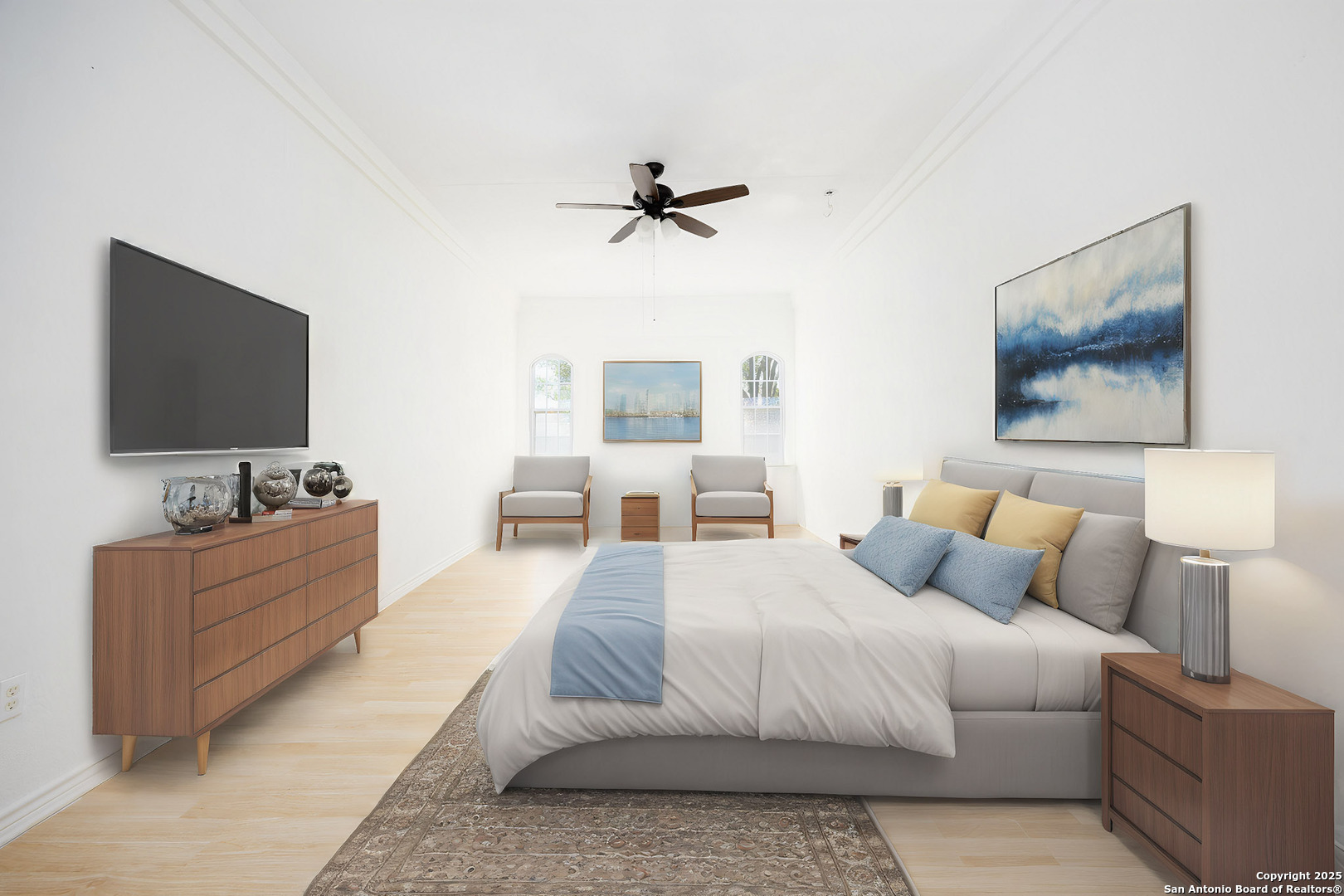 641 Weber Road Seguin, TX 78155 - Photo 7 of 27 a bedroom with a large bed and a flat screen television