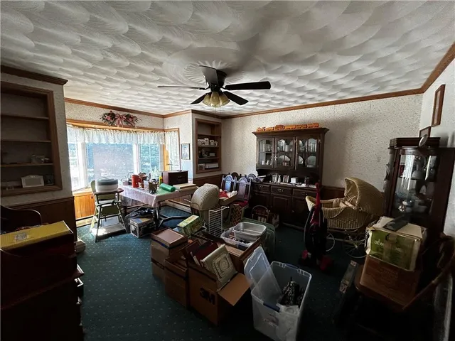 a living room with patio furniture