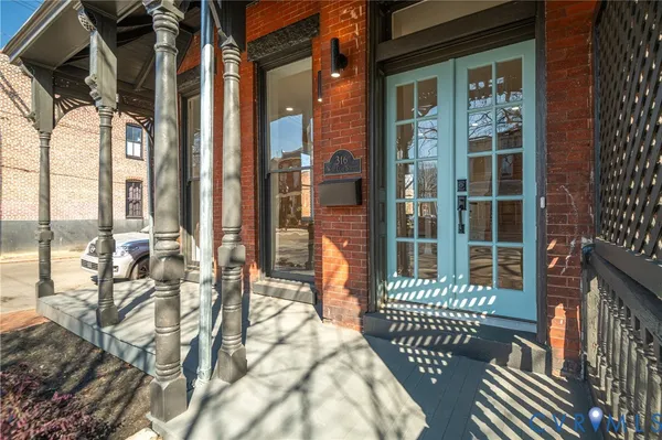 a view of a balcony with a couch