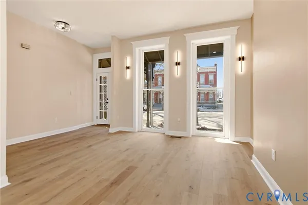 wooden floor and window in a room