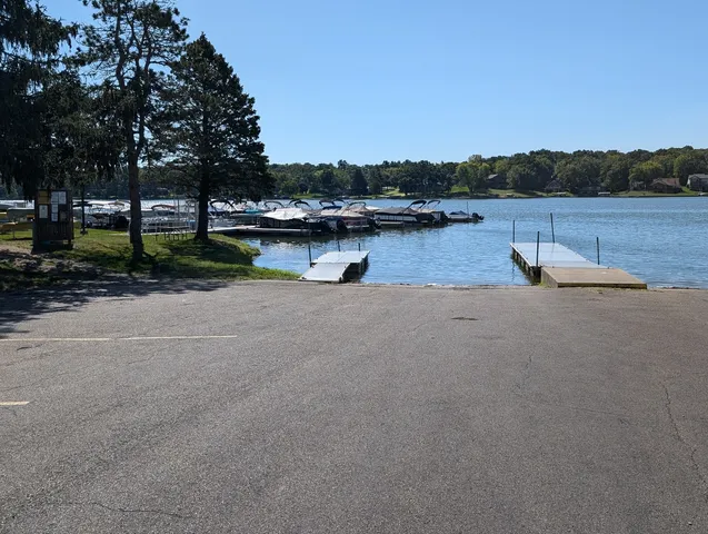 a lake view with palm trees